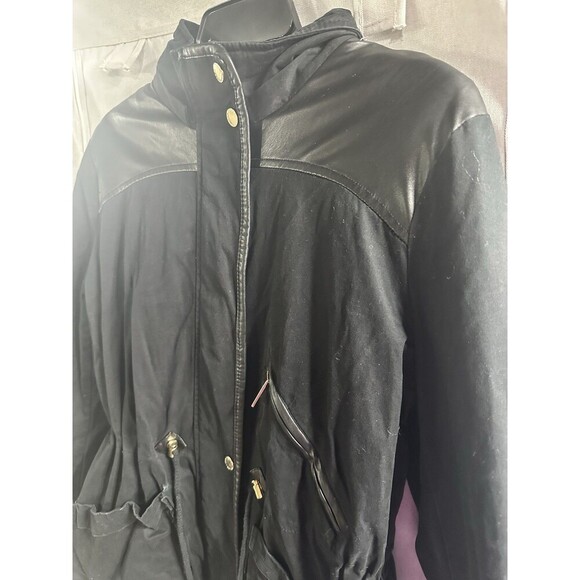 French Connection Black Parka Jacket Size M Winter Fall‎ Winter Premium Slimming - Picture 3 of 9